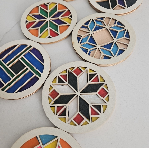 Colorful Geometric Coasters Set - Picture 6 of 6